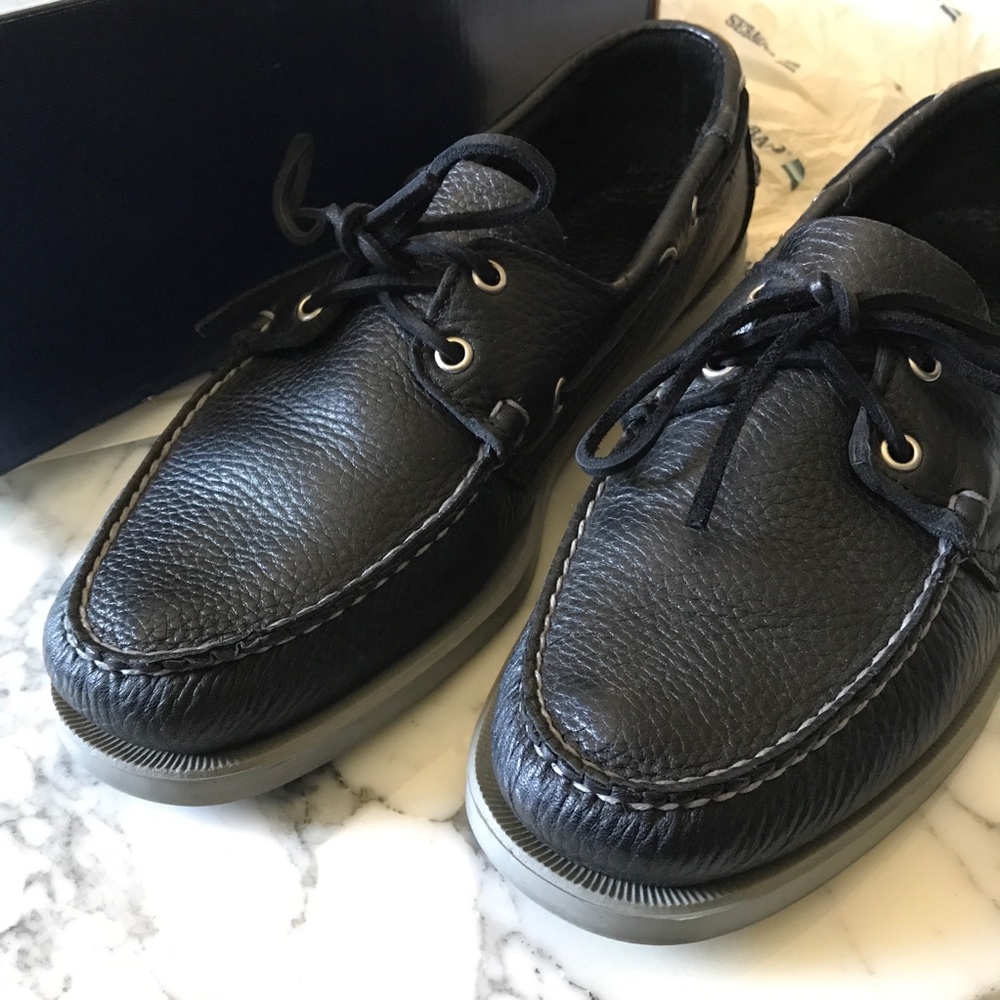 Sebago Black Leather Docksides Boatshoes size 11